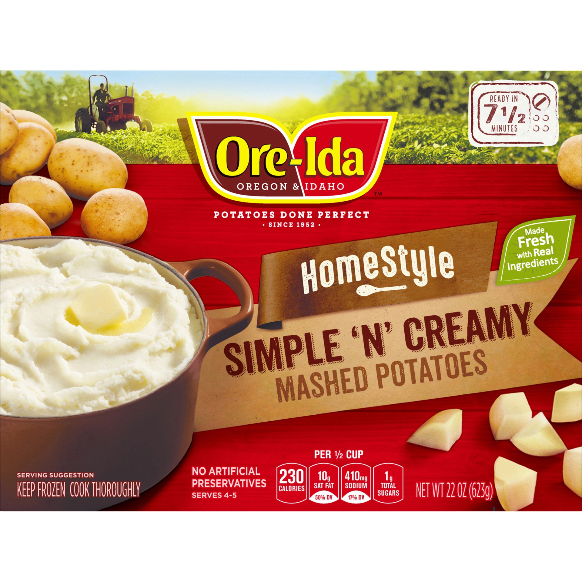 slide 7 of 9, Ore-Ida Home Style Simple'N' Creamy Mashed Potatoes Frozen Side Dish, 22 oz