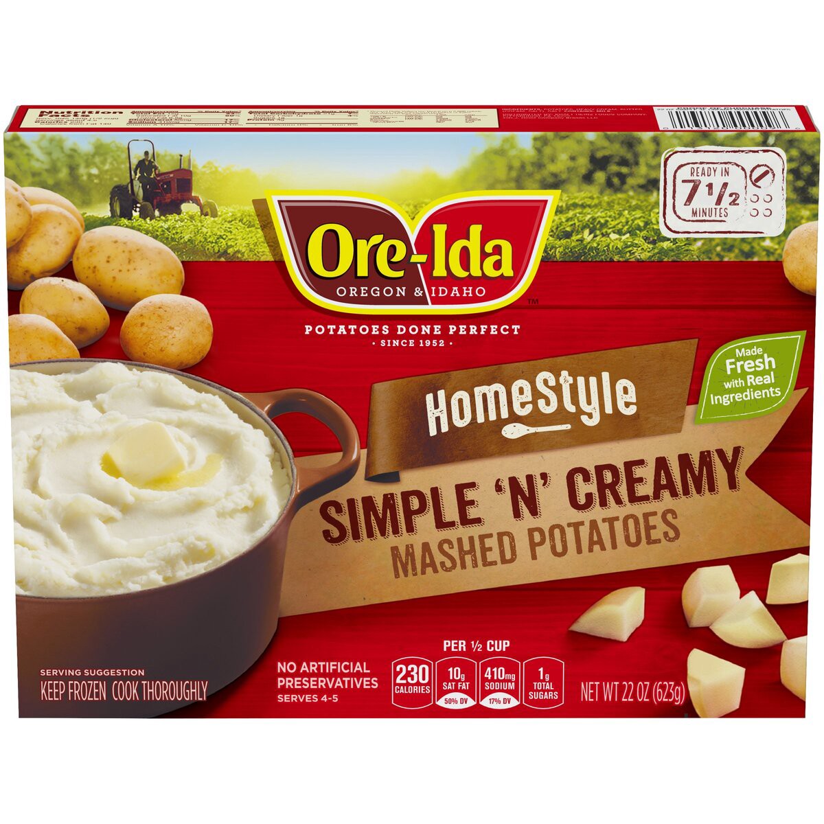 slide 1 of 9, Ore-Ida Home Style Simple'N' Creamy Mashed Potatoes Frozen Side Dish, 22 oz