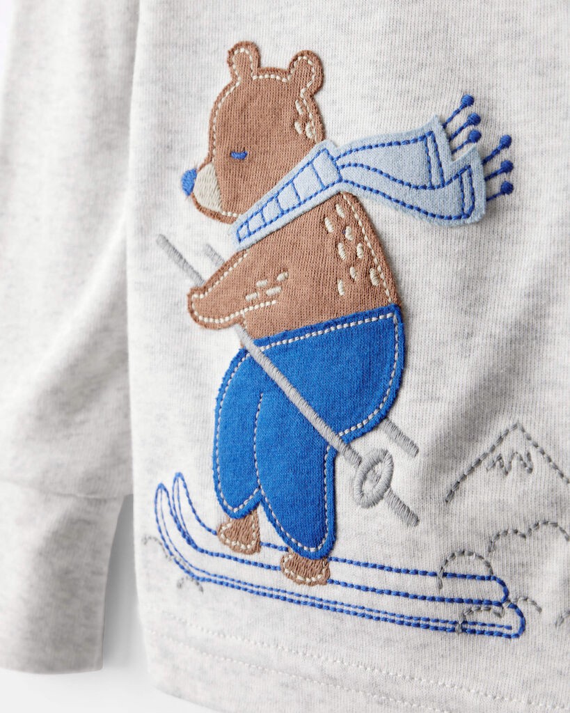 slide 3 of 5, Carter's Carters Baby Boy Woodland Print Cotton Long-Sleeve Snug Fit 4-Piece Pajamas - White/Blue White/Blue 12M, 4 pc