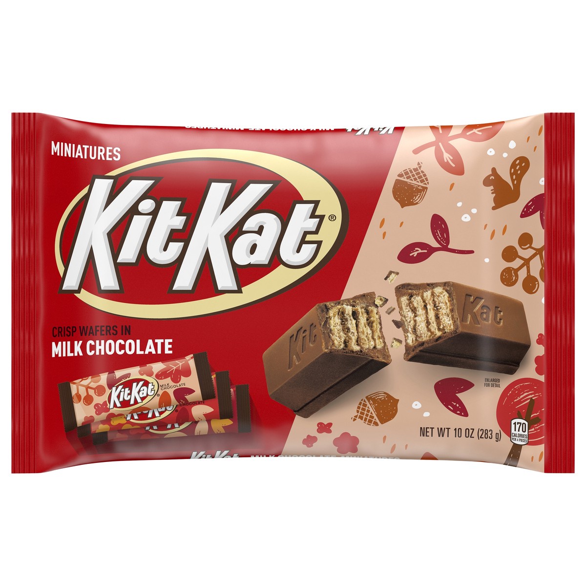 slide 1 of 8, KIT KAT Miniatures Milk Chocolate Crisp Halloween Wafer Candy Bars Bag, 10 oz