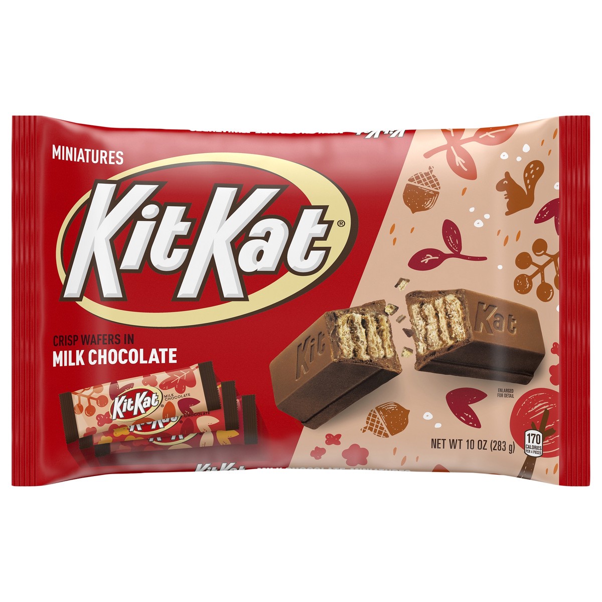 slide 1 of 8, KIT KAT Miniatures Milk Chocolate Crisp Halloween Wafer Candy Bars Bag, 10 oz