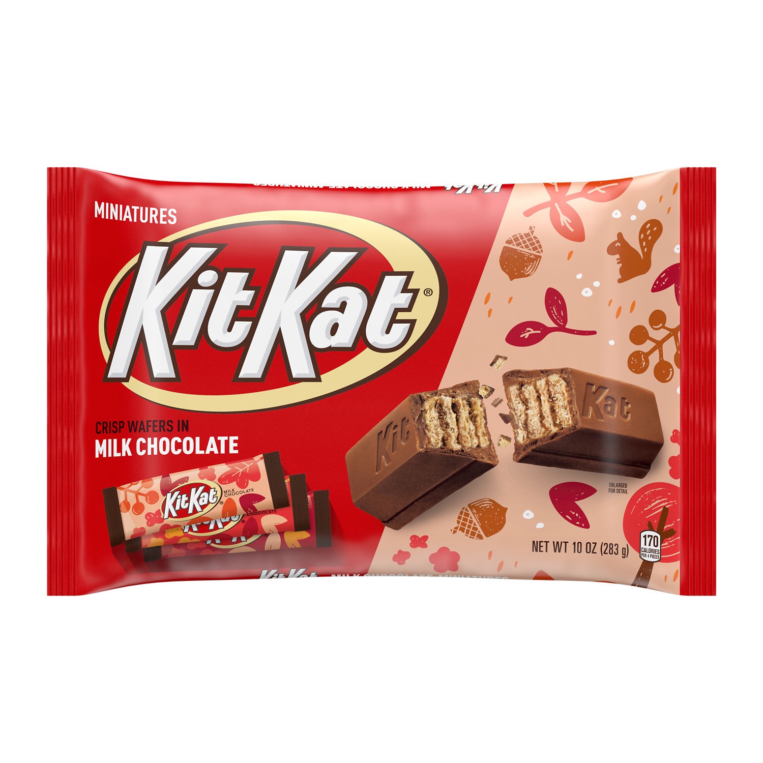 slide 1 of 8, KIT KAT Miniatures Milk Chocolate Crisp, Individually Wrapped Wafer Candy Bars Bag, 10 oz, 10 oz