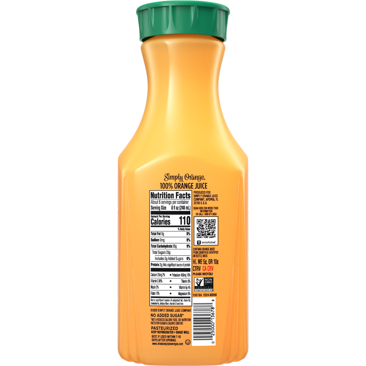 slide 2 of 2, Simply Orange Pulp Free Orange Juice, 46 fl oz Bottle, 52 oz