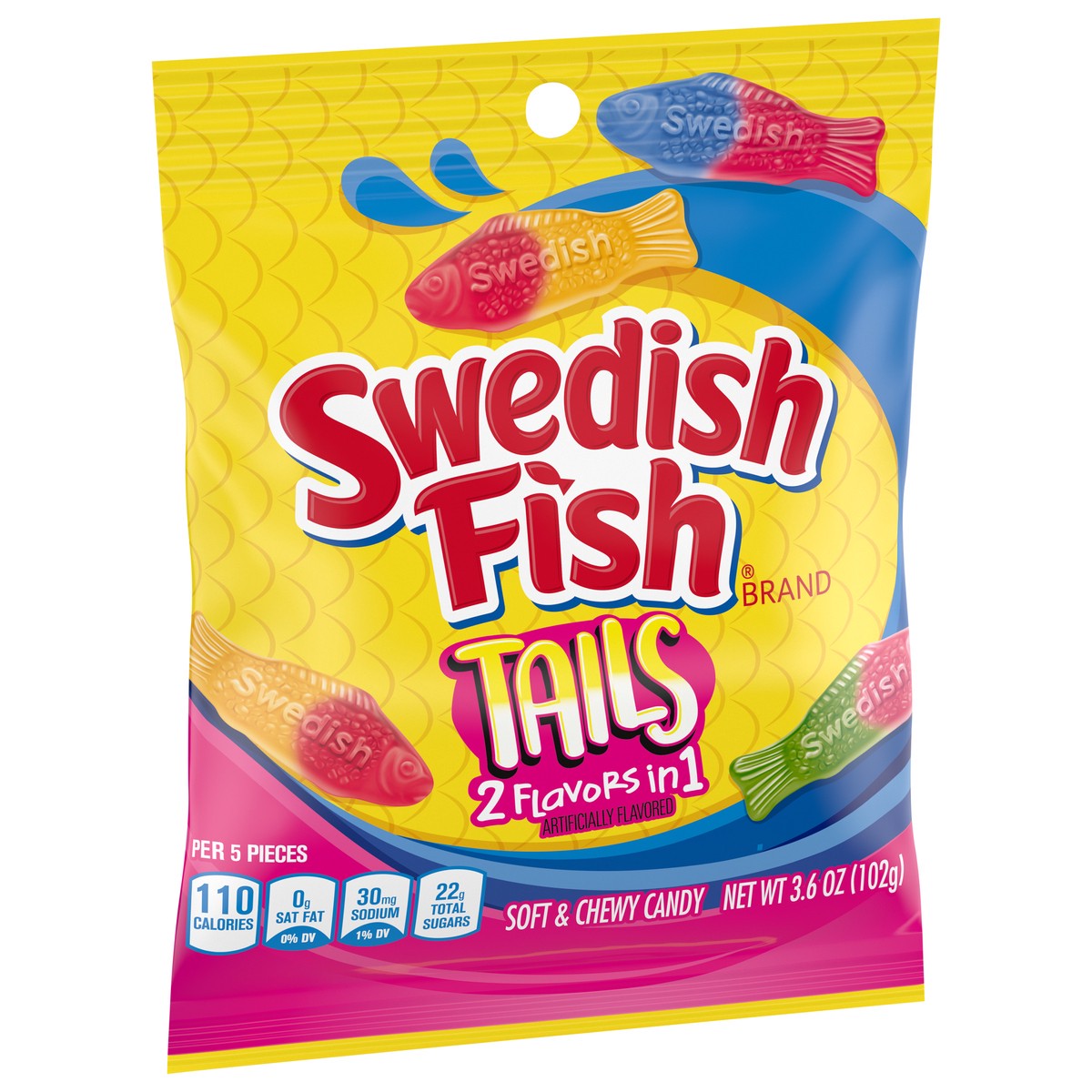 slide 6 of 13, SWEDISH FISH Tails 2 Flavors in 1 Soft & Chewy Candy, 3.6 oz, 3.6 oz