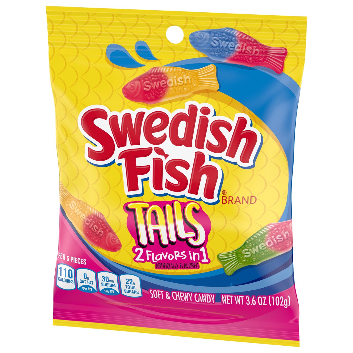 slide 3 of 13, SWEDISH FISH Tails 2 Flavors in 1 Soft & Chewy Candy, 3.6 oz, 3.6 oz