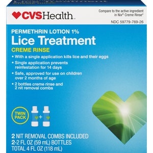 slide 1 of 1, CVS Health Permethrin Lotion 1% Lice Treatment Family Pack, 4 oz