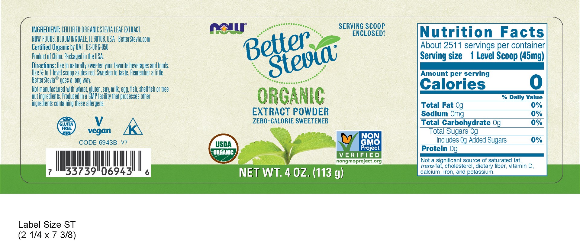 slide 3 of 3, NOW Natural Foods BetterStevia Extract Powder, Organic - 4 oz., 4 oz