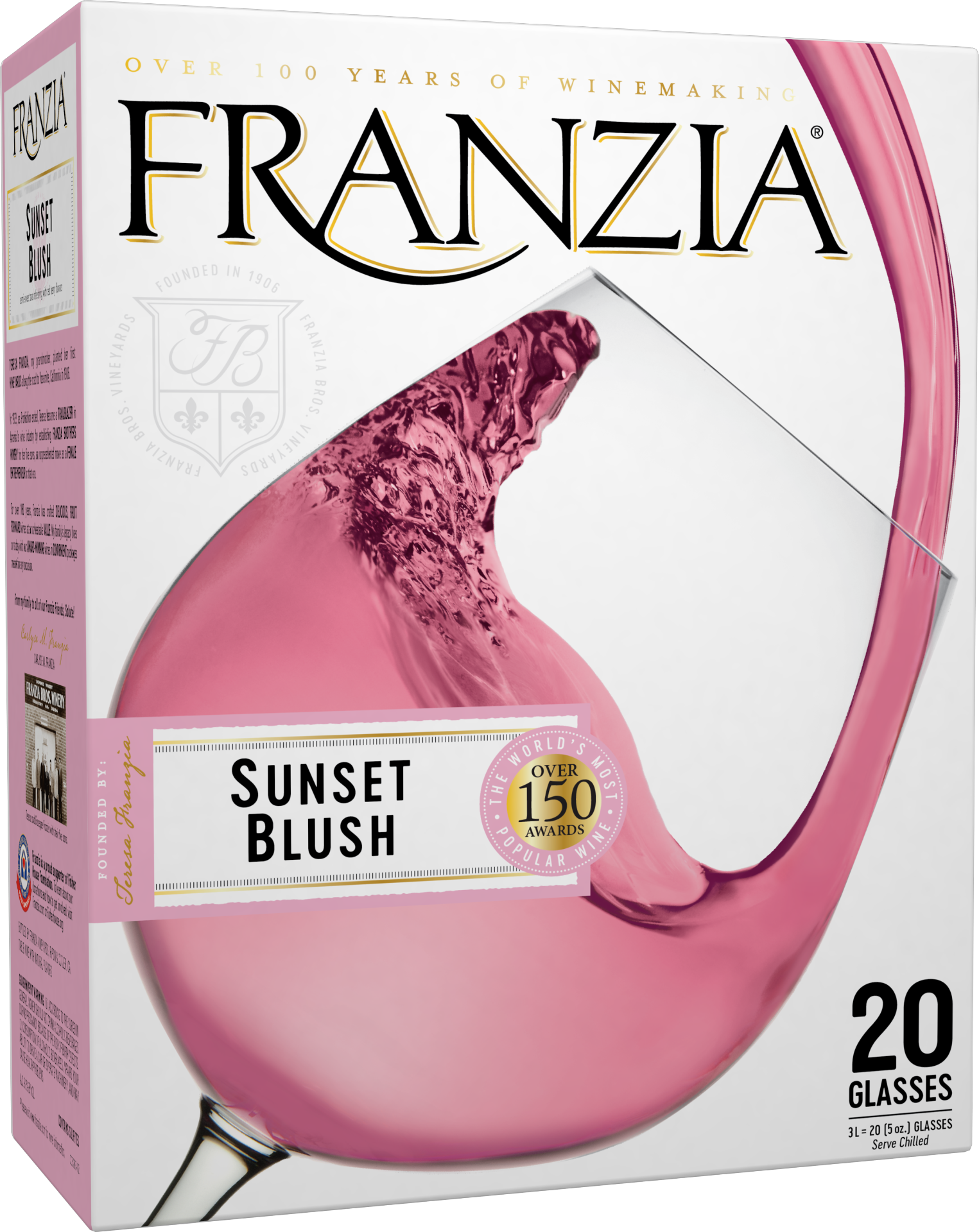 slide 1 of 4, Franzia Sunset Blush Pink Wine, 3 liter