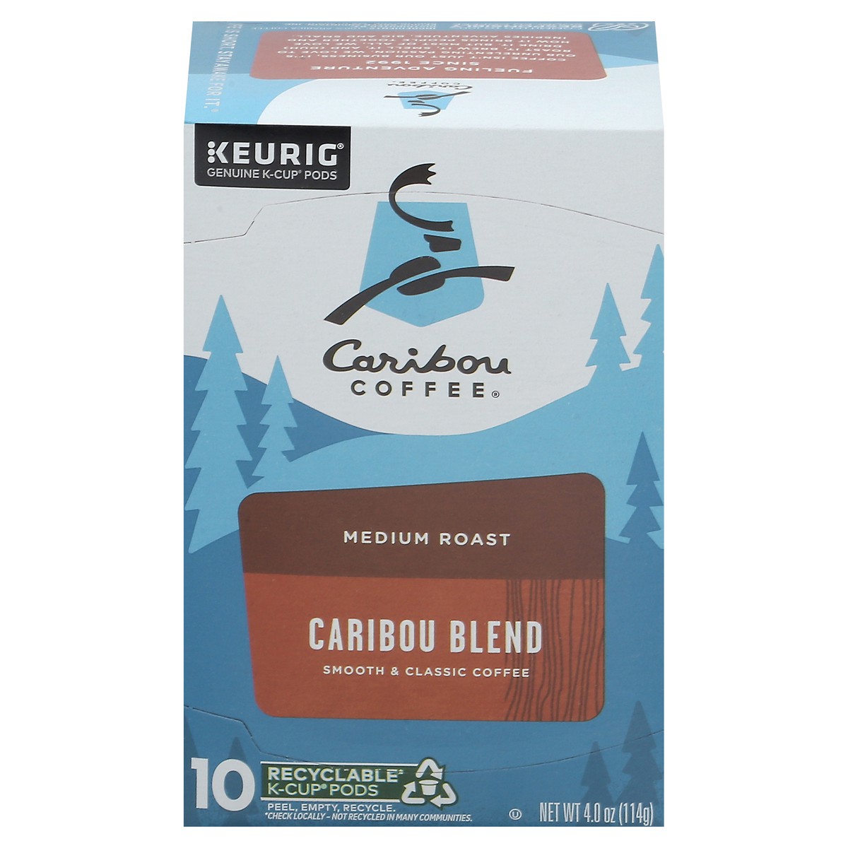 slide 1 of 14, Caribou Coffee K-Cup Pods Medium Roast Smooth & Classic Caribou Blend Coffee - 10 ct, 10 ct