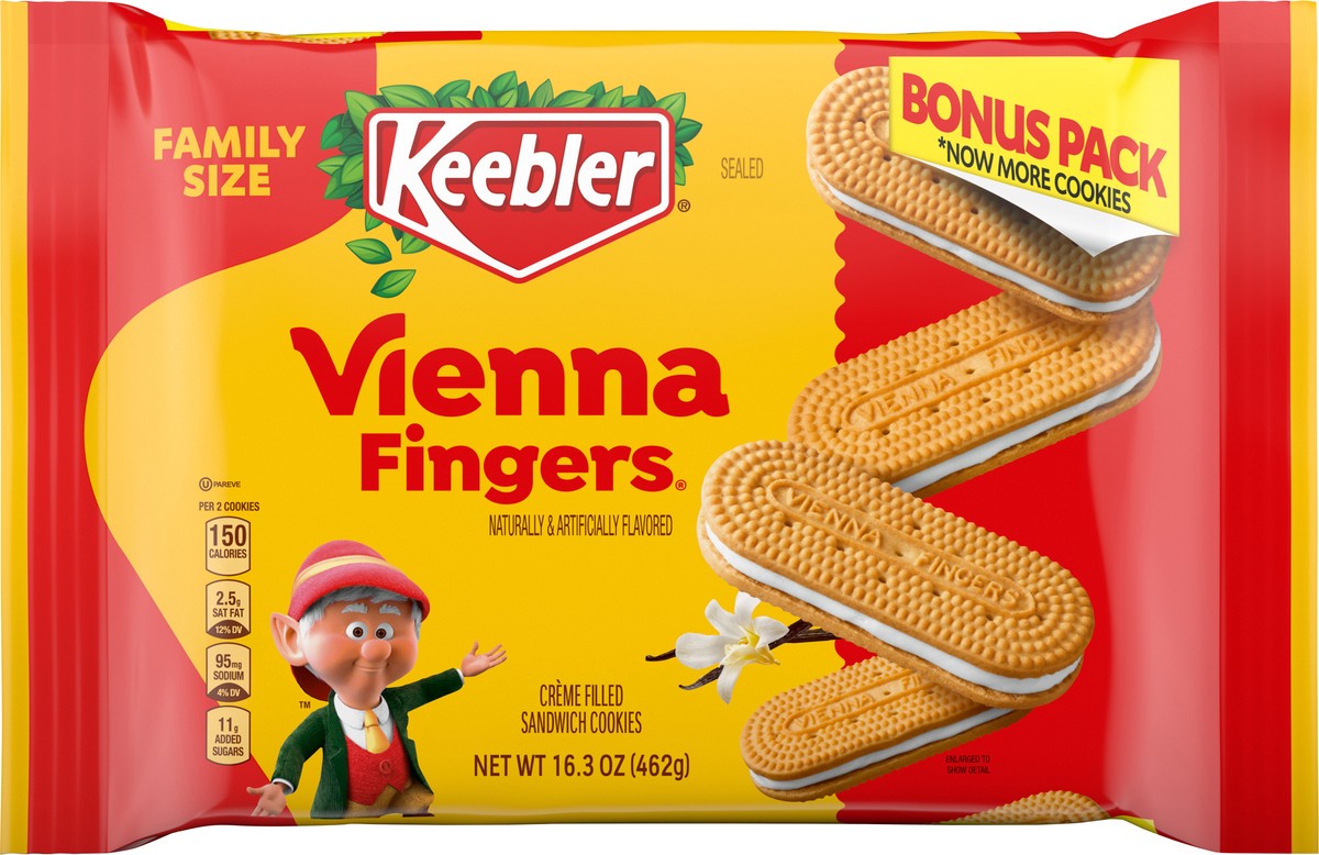 slide 9 of 15, KEEBLER Vienna Fingers Vanilla Cream Sandwich Cookies 16.3oz / 462g, 16.3 oz