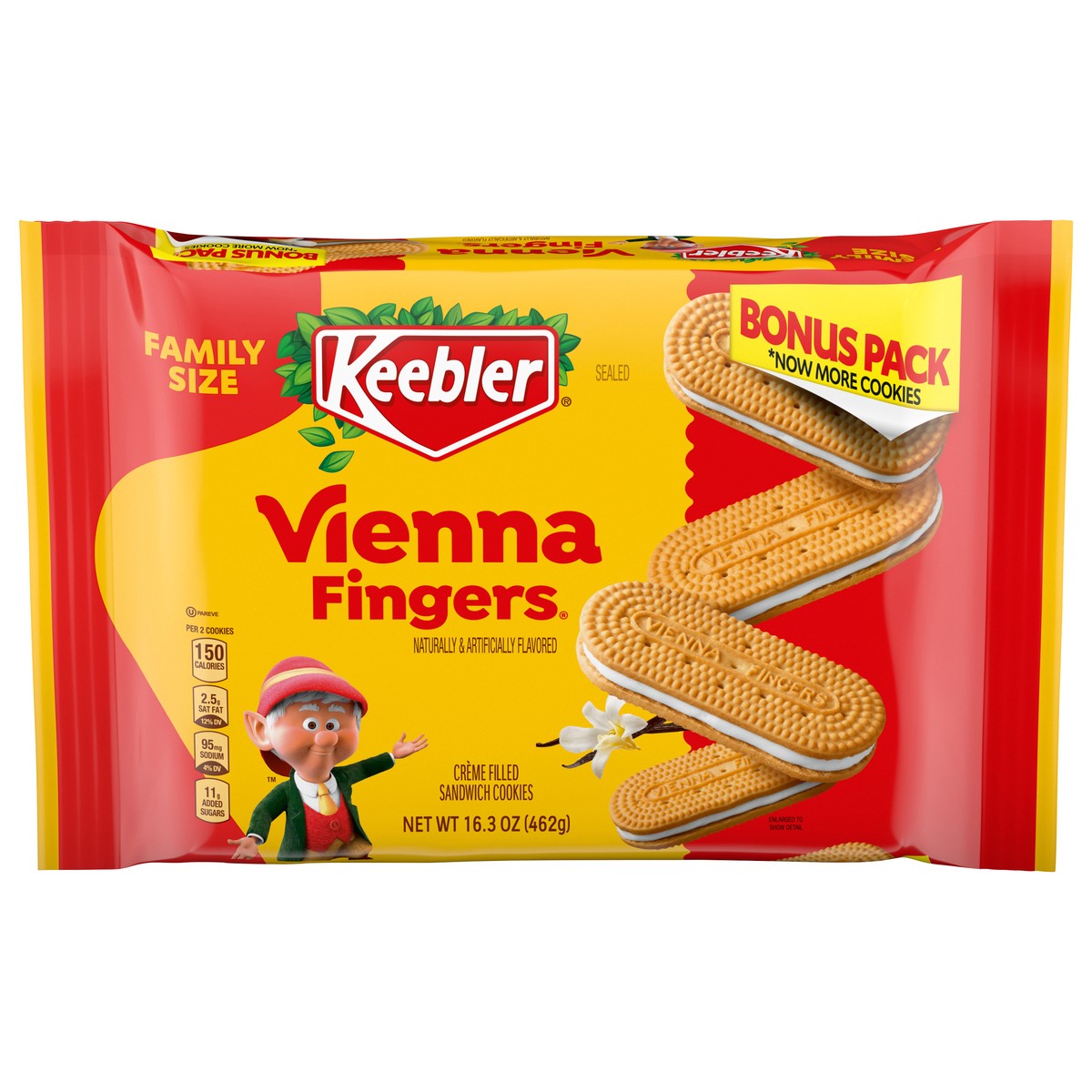 slide 1 of 15, KEEBLER Vienna Fingers Vanilla Cream Sandwich Cookies 16.3oz / 462g, 16.3 oz