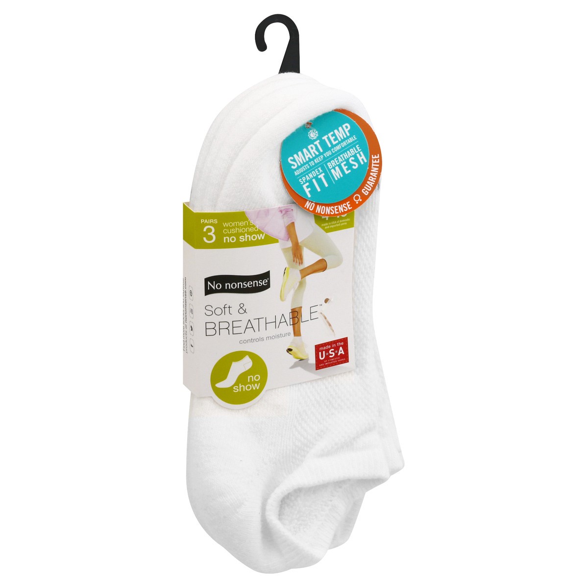 slide 9 of 10, No Nonsense Soft & Breathable Shoe Size 4-10 Women's Cushioned No Show Socks 3 ea, 3 ct