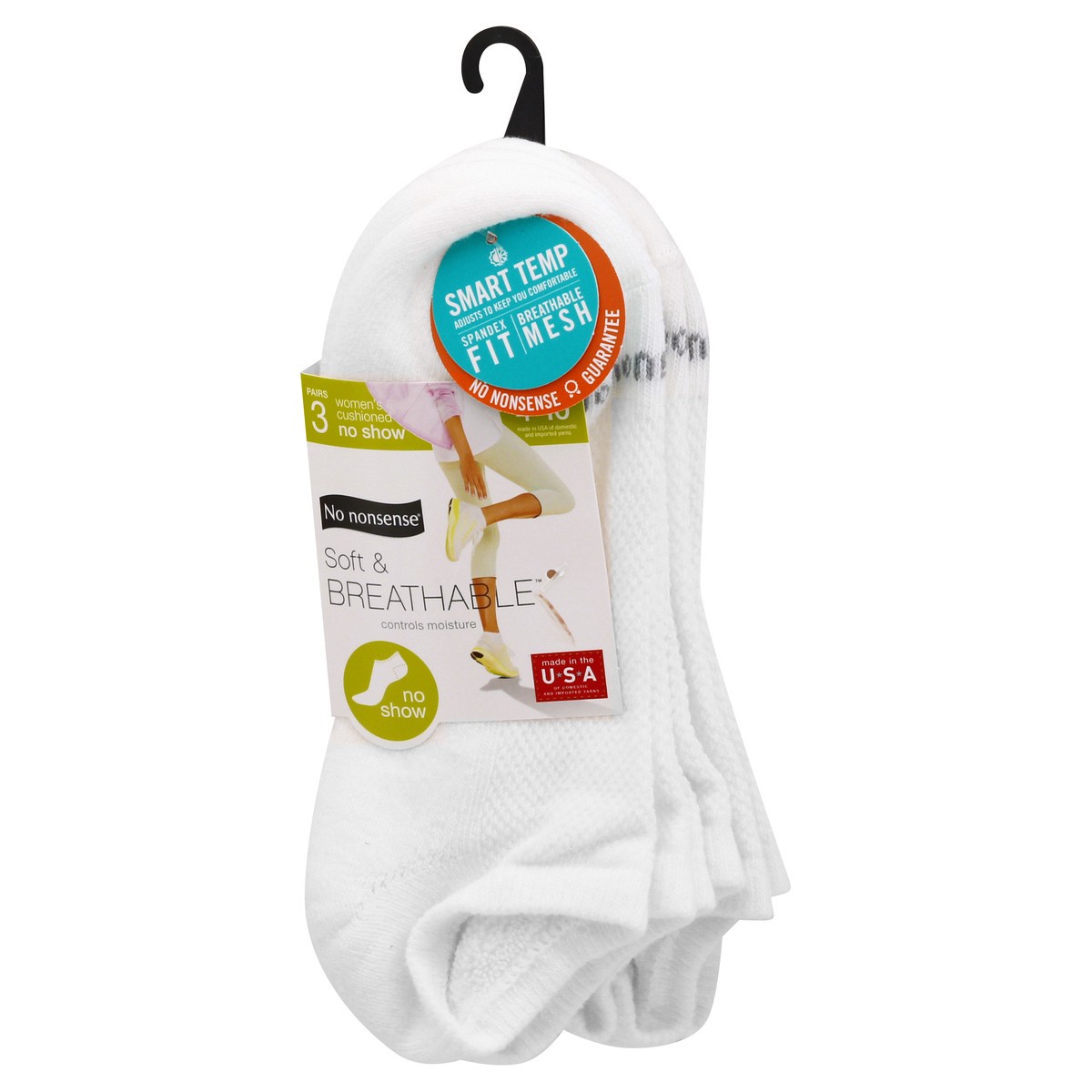 slide 4 of 10, No Nonsense Soft & Breathable Shoe Size 4-10 Women's Cushioned No Show Socks 3 ea, 3 ct