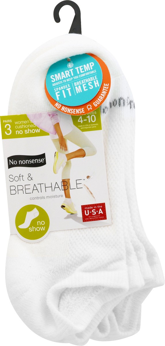 slide 1 of 10, No Nonsense Soft & Breathable Shoe Size 4-10 Women's Cushioned No Show Socks 3 ea, 3 ct
