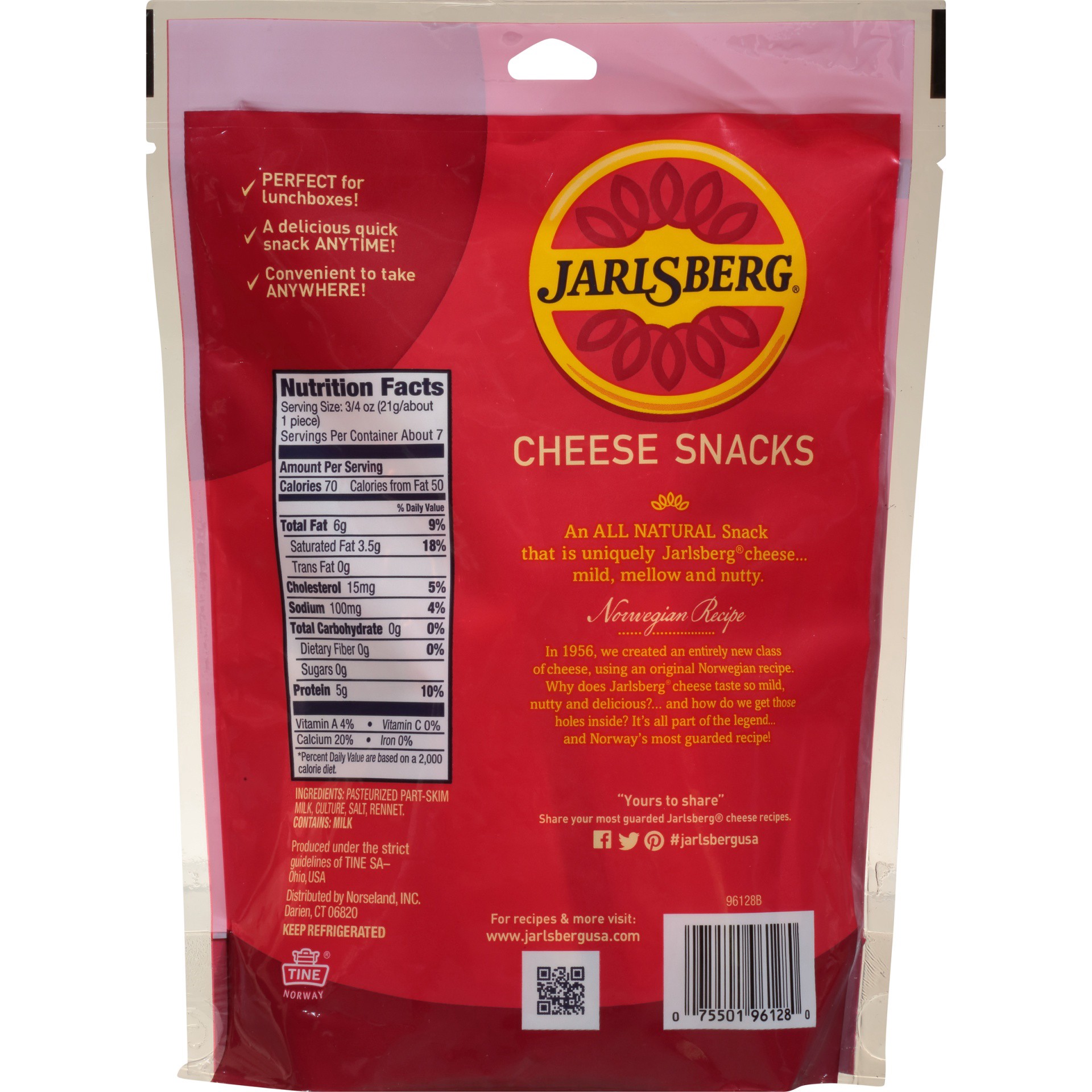 slide 4 of 6, Jarlsberg Semi Soft Part-skim Cheese Snacks, 6 oz
