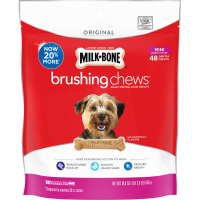 slide 13 of 13, Milk-Bone Brushing Chews Daily Dental Dog Treats, Mini, 18.9 Oz. Bag, 48 Bones Per Bag, 48 ct