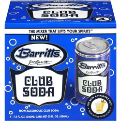 Barritt's Non Alcoholic Club Soda 4 - 7.5 fl oz Cans