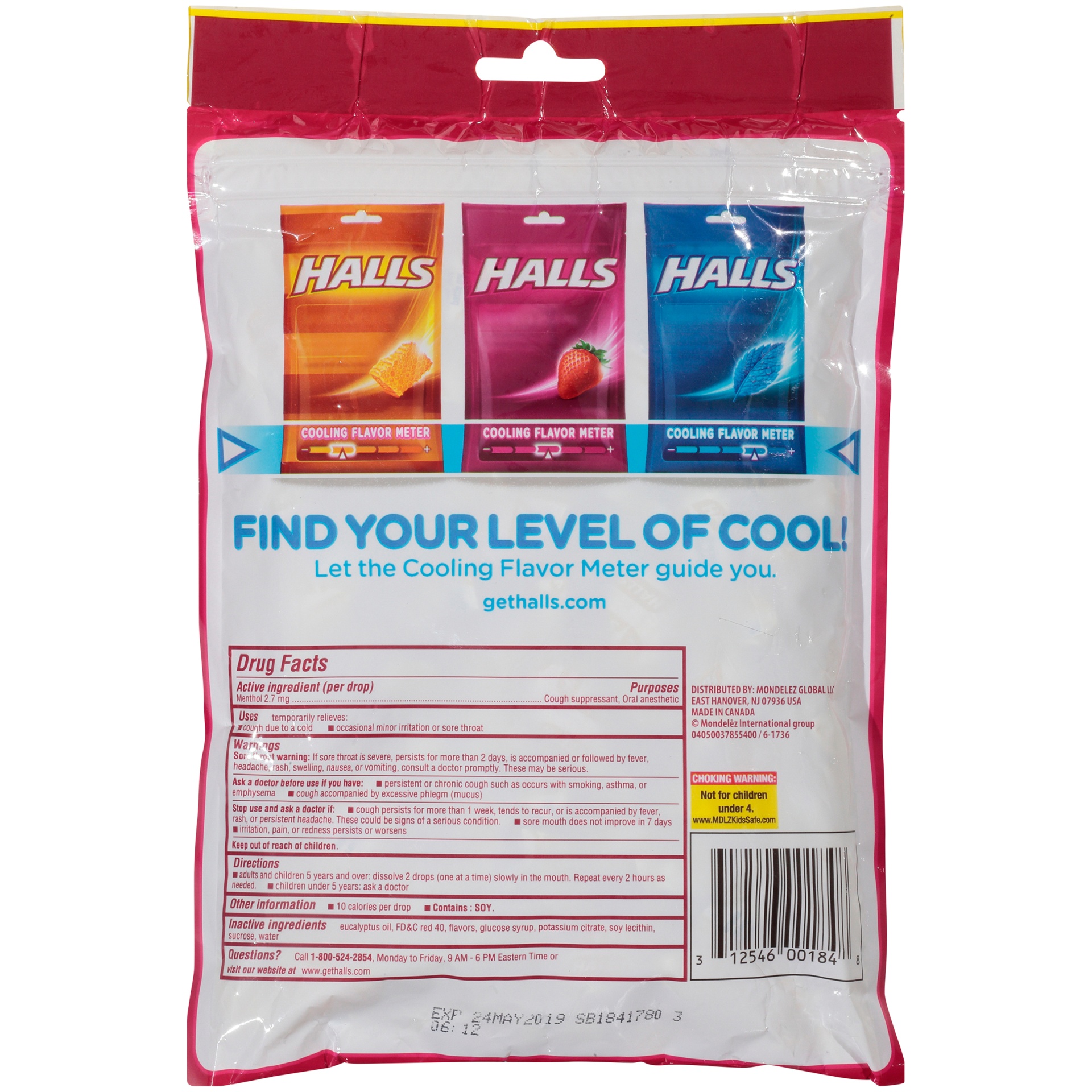 slide 4 of 5, Halls Strawberry Cough Suppressant/oral Anesthetic Menthol Drops, 80 ct
