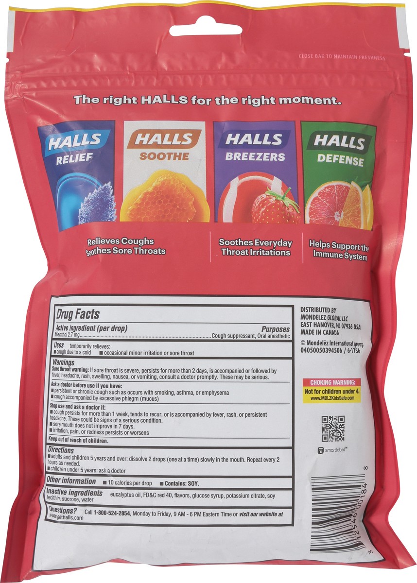 slide 6 of 9, HALLS Relief Strawberry Cough Drops, Economy Pack, 80 Drops, 8.75 oz