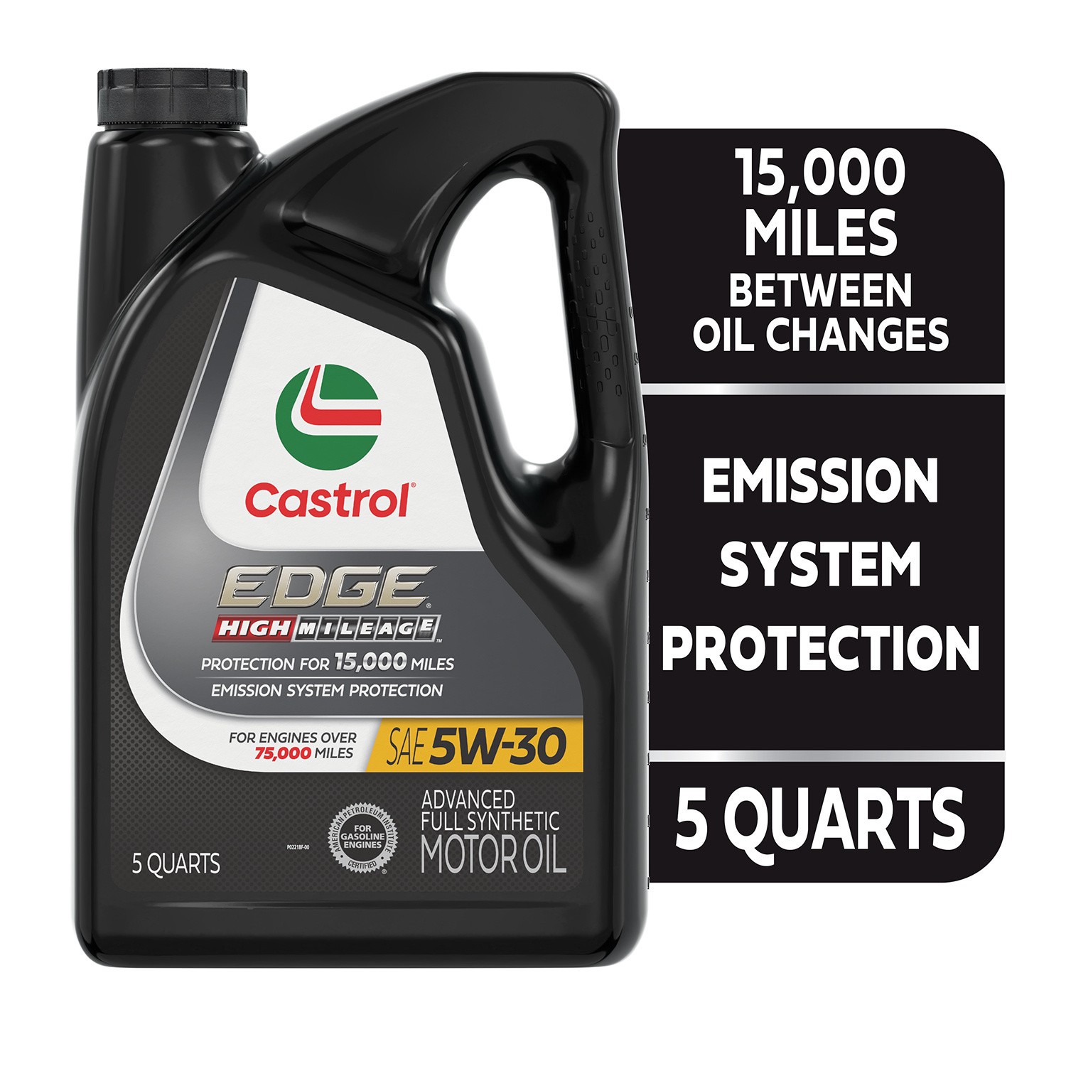 slide 8 of 10, Castrol Edge High Mileage Sae 5W-30 Advanced Synthetic Motor Oil, 5 qt