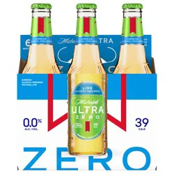 Michelob ULTRA Zero Lime Non-Alcoholic American Lager Beer, 6 Pack 12 fl oz Bottles