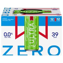 Michelob Ultra Zero Lime Non-Alcoholic American Lager Beer 12 Pack, 12 fl oz Cans
