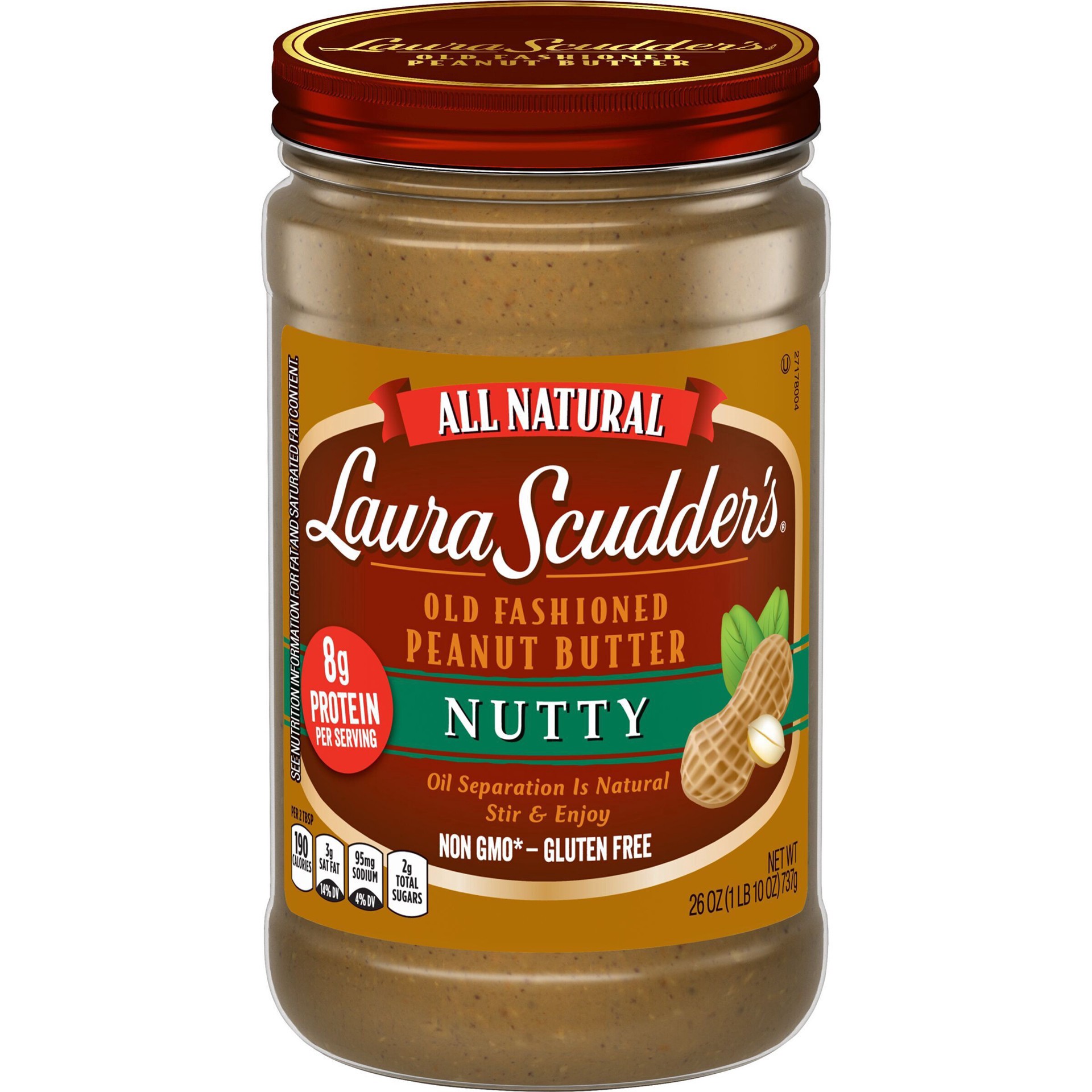 slide 1 of 1, Laura Scudder Natural Crunchy Peanut Butter - 26oz, 26 oz