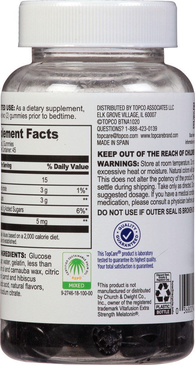 slide 4 of 9, TopCare Health 5 mg Blackberry Flavor Melatonin 90 Adult Gummies, 90 ct