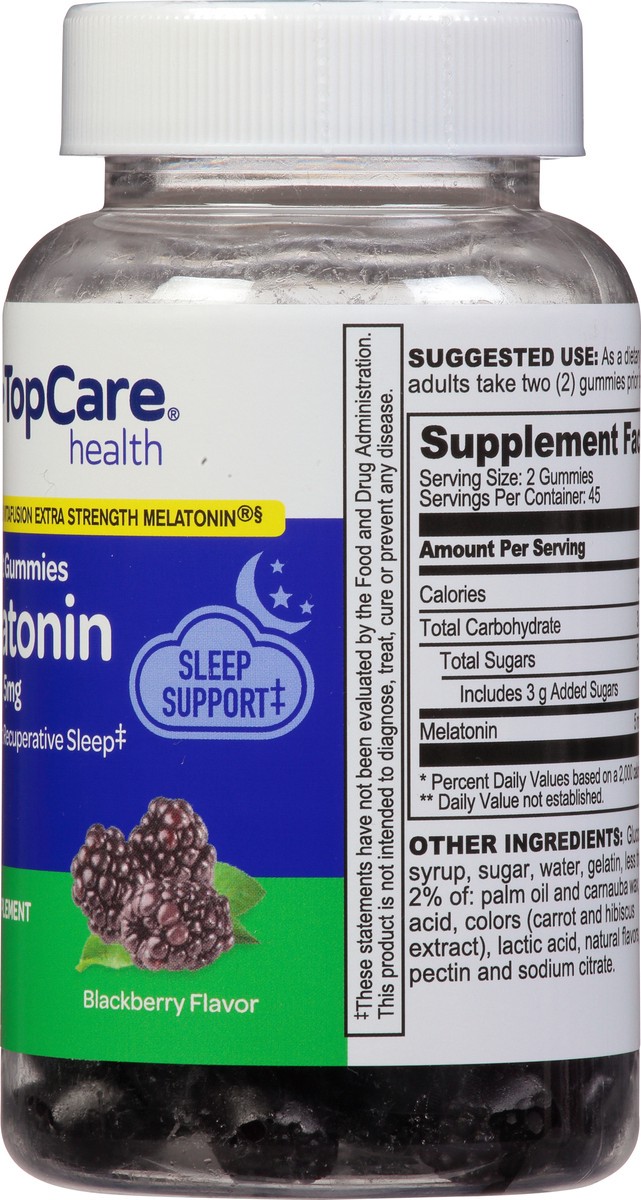 slide 9 of 9, TopCare Health 5 mg Blackberry Flavor Melatonin 90 Adult Gummies, 90 ct