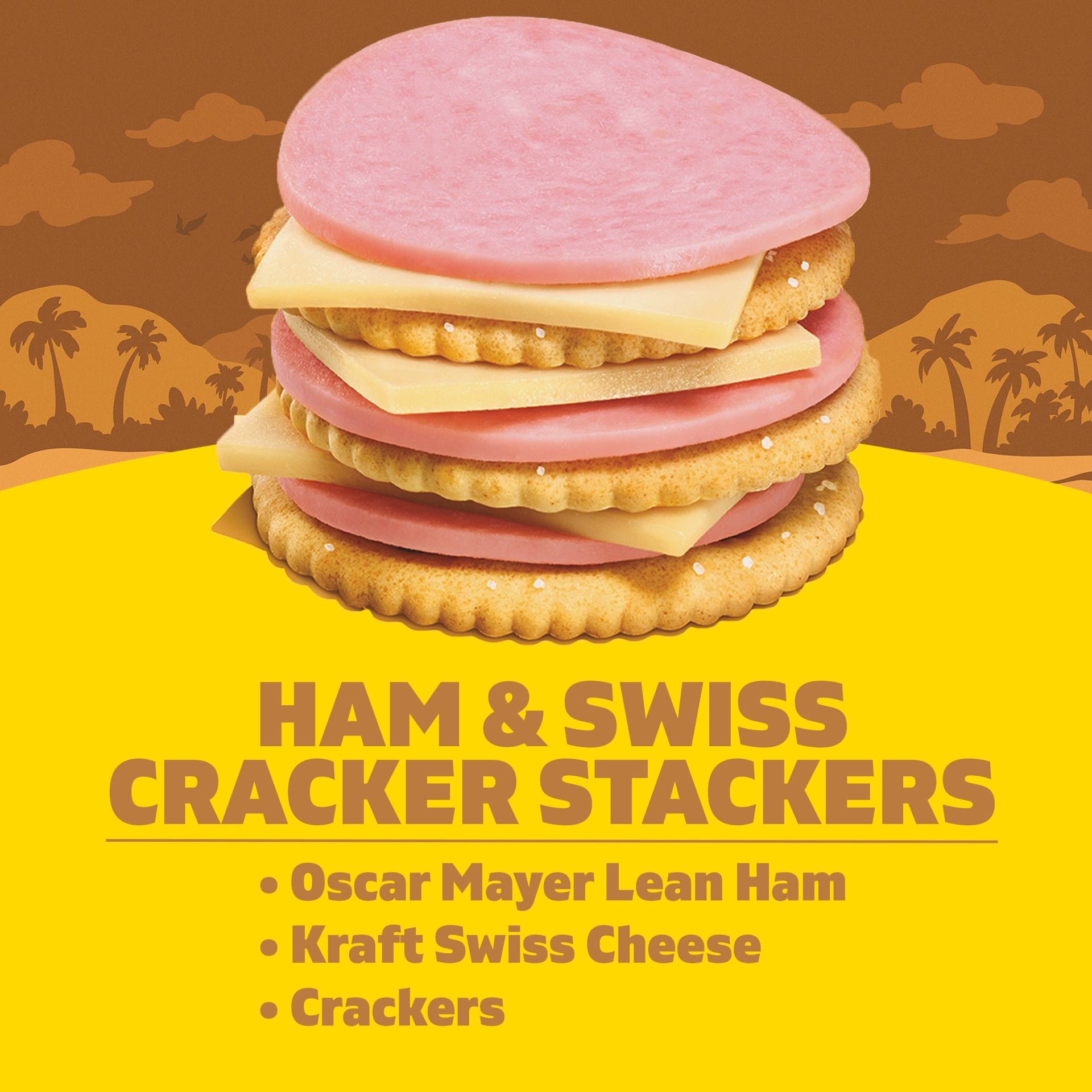 slide 4 of 5, Lunchables Ham and Swiss Cracker Stackers, 3.2 oz Tray, 3.2 oz