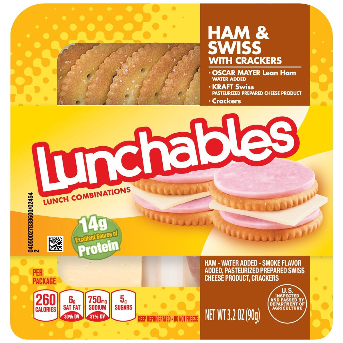 slide 1 of 5, Lunchables Ham and Swiss Cracker Stackers, 3.2 oz Tray, 3.2 oz
