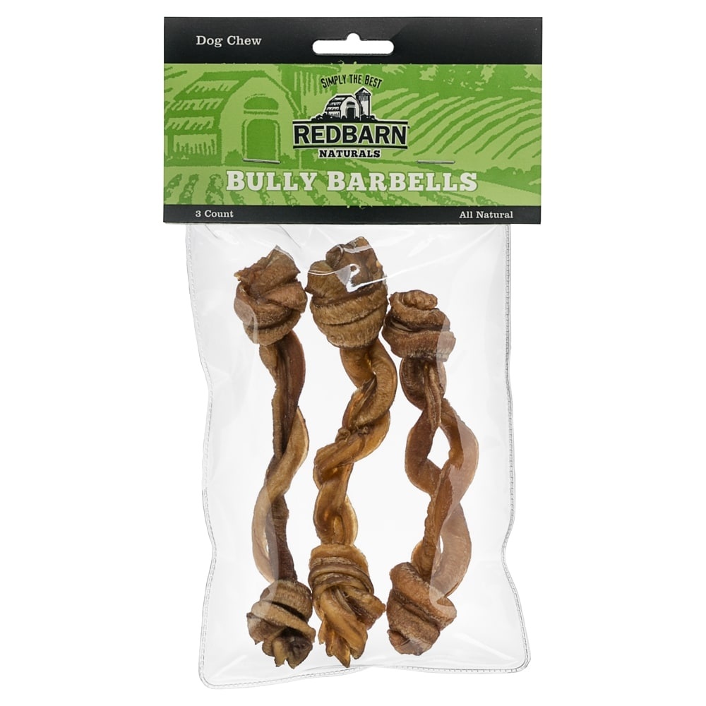 slide 1 of 1, Redbarn Bully Dog Chews Mini Bully Barbells, 3 ct