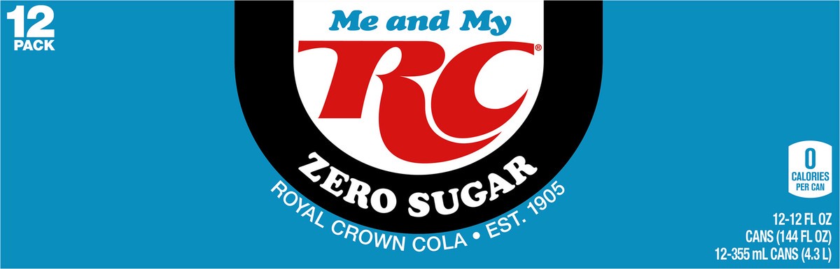 slide 7 of 10, RC Cola Cola Zero Sugar Soda, 12 fl oz cans, 12 pack, 12 ct; 12 oz