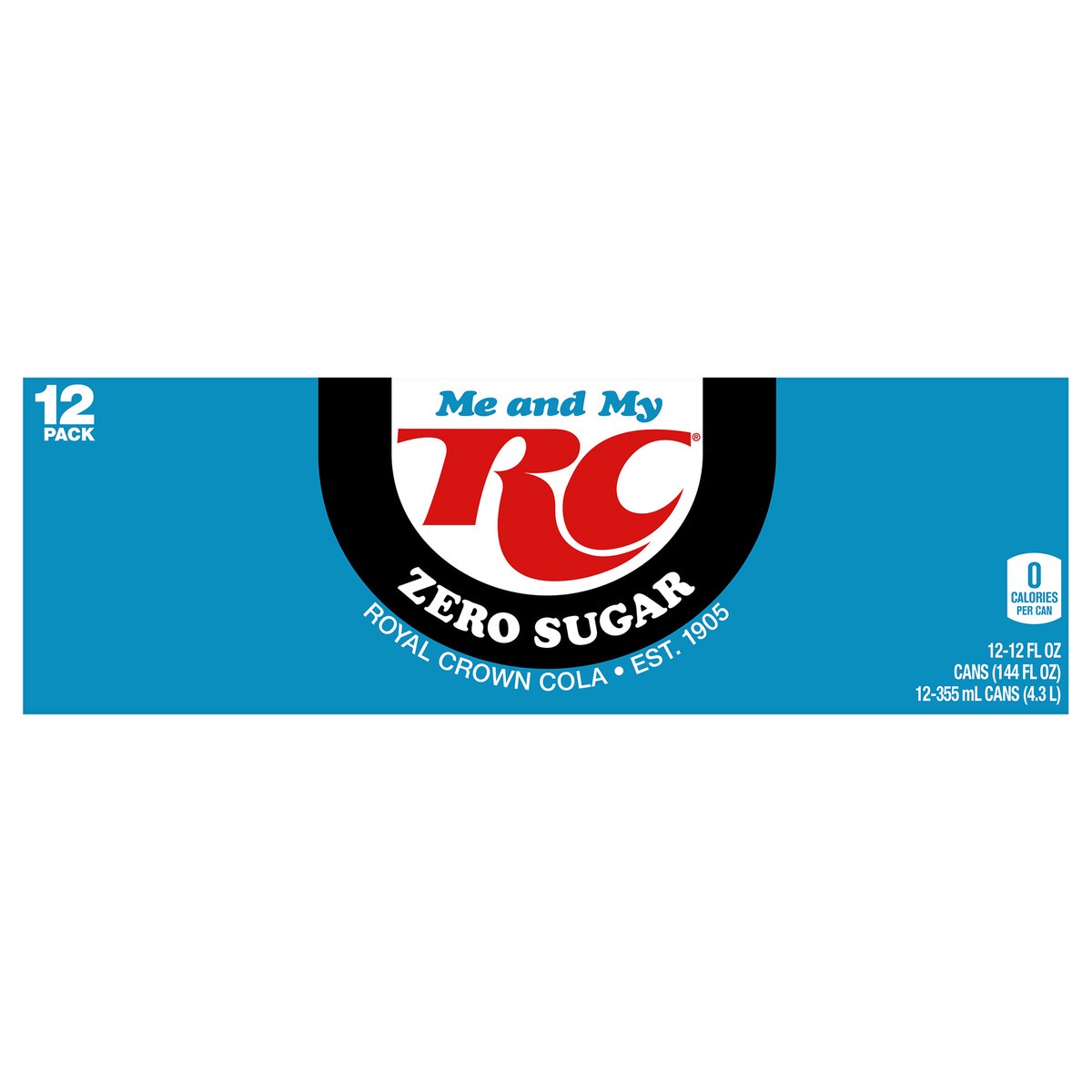 slide 1 of 10, RC Cola Cola Zero Sugar Soda, 12 fl oz cans, 12 pack, 12 ct; 12 oz