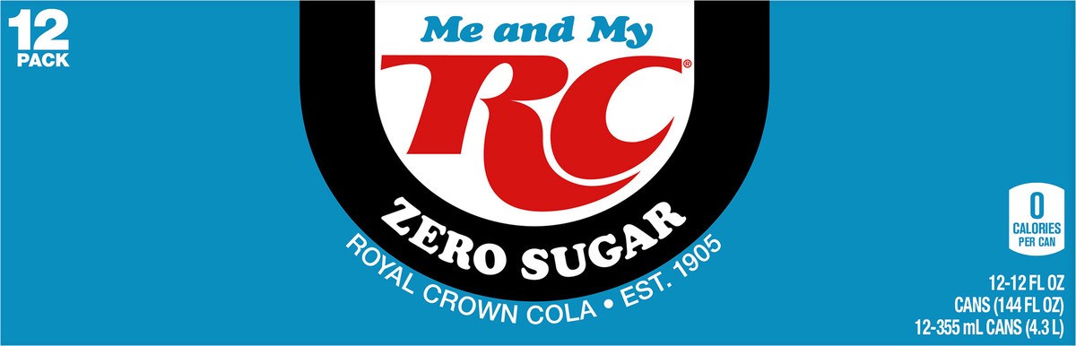 slide 6 of 10, RC Cola Cola Zero Sugar Soda, 12 fl oz cans, 12 pack, 12 ct; 12 oz