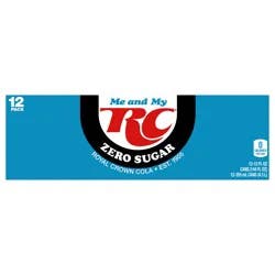 RC Cola Zero Sugar Soda, 12 fl oz Cans, 12 Pack