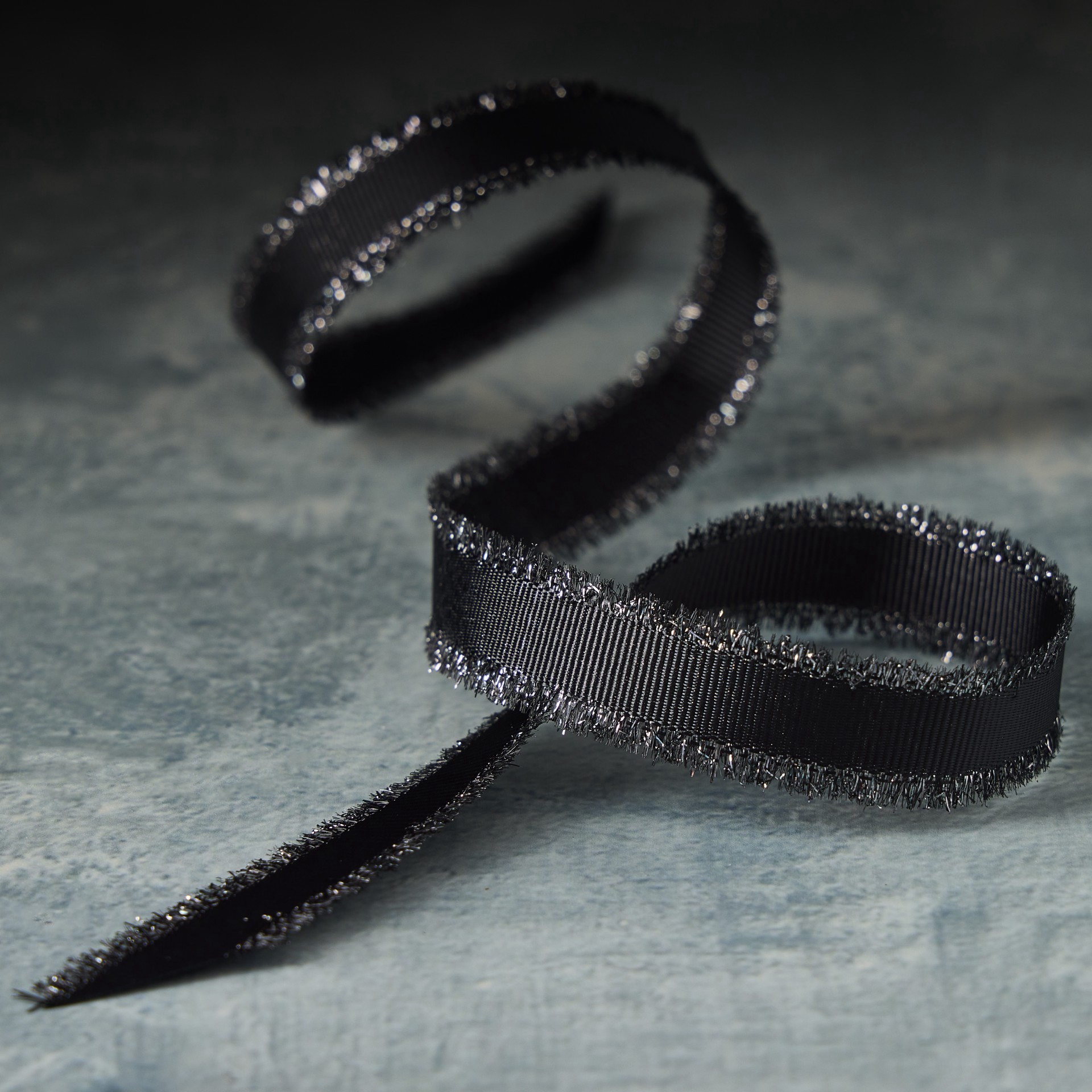 slide 2 of 2, 5/8" X 7yd. Black Metallic Fringe Ribbon By Celebrate It Classic, 5/8 in x 7 yd