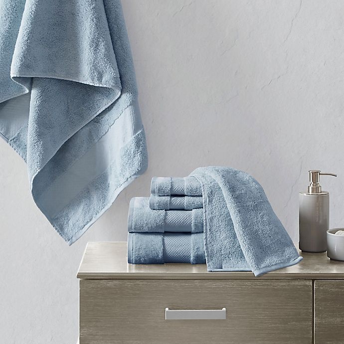 slide 1 of 1, Madison Park Signature Turkish Cotton Bath Towels - Blue, 6 ct