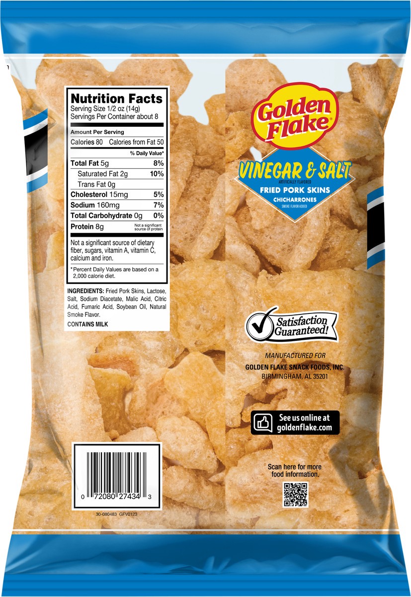 slide 11 of 12, Golden Flake 4 oz Golden Flake Vinegar & Salt Pork Rind, 4 oz