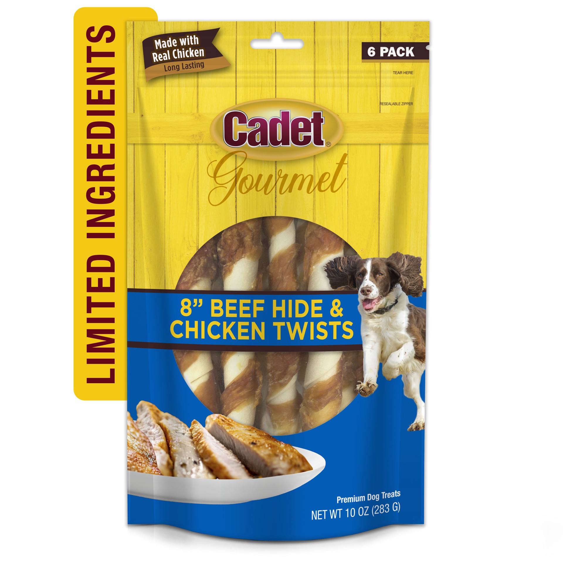 slide 4 of 9, Cadet Gourmet Beef Hide & Chicken Twists Sticks 8 Inch (6 Count), 6 ct; 10 oz