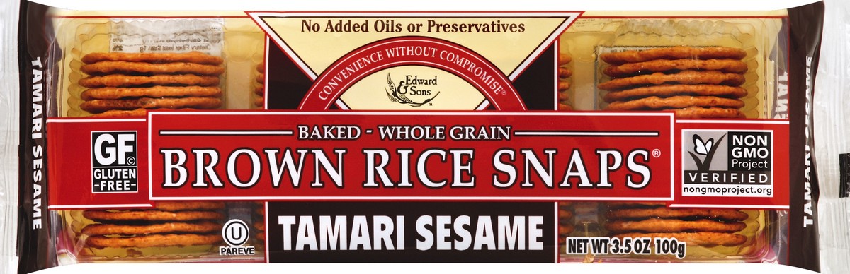 slide 3 of 5, Edward & Sons Tamari Sesame Brown Rice Snaps 3.5 oz, 3.5 oz