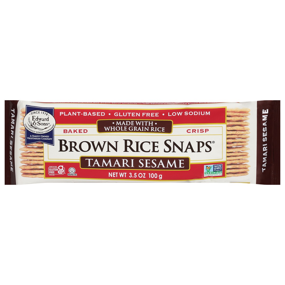 slide 1 of 5, Edward & Sons Tamari Sesame Brown Rice Snaps 3.5 oz, 3.5 oz
