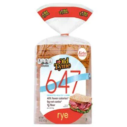 Schmidt Old Tyme 647 Rye Bread Loaf - Keto-Friendly, 9g Net Carbs, 40% Fewer Calories, 7g Fiber - 15 oz