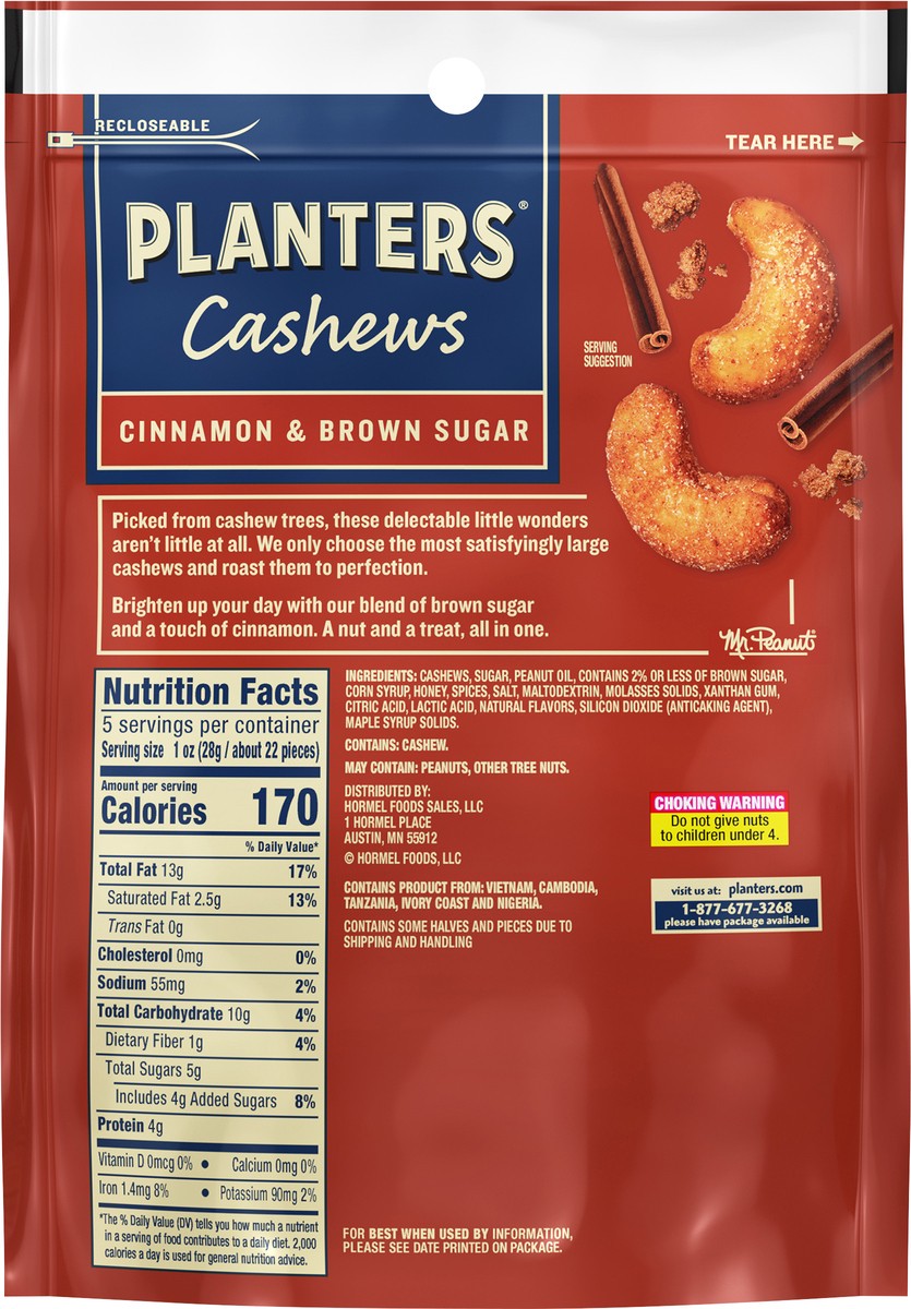 slide 7 of 7, Planters Cinnamon & Brown Sugar Cashews 5 oz, 5 oz