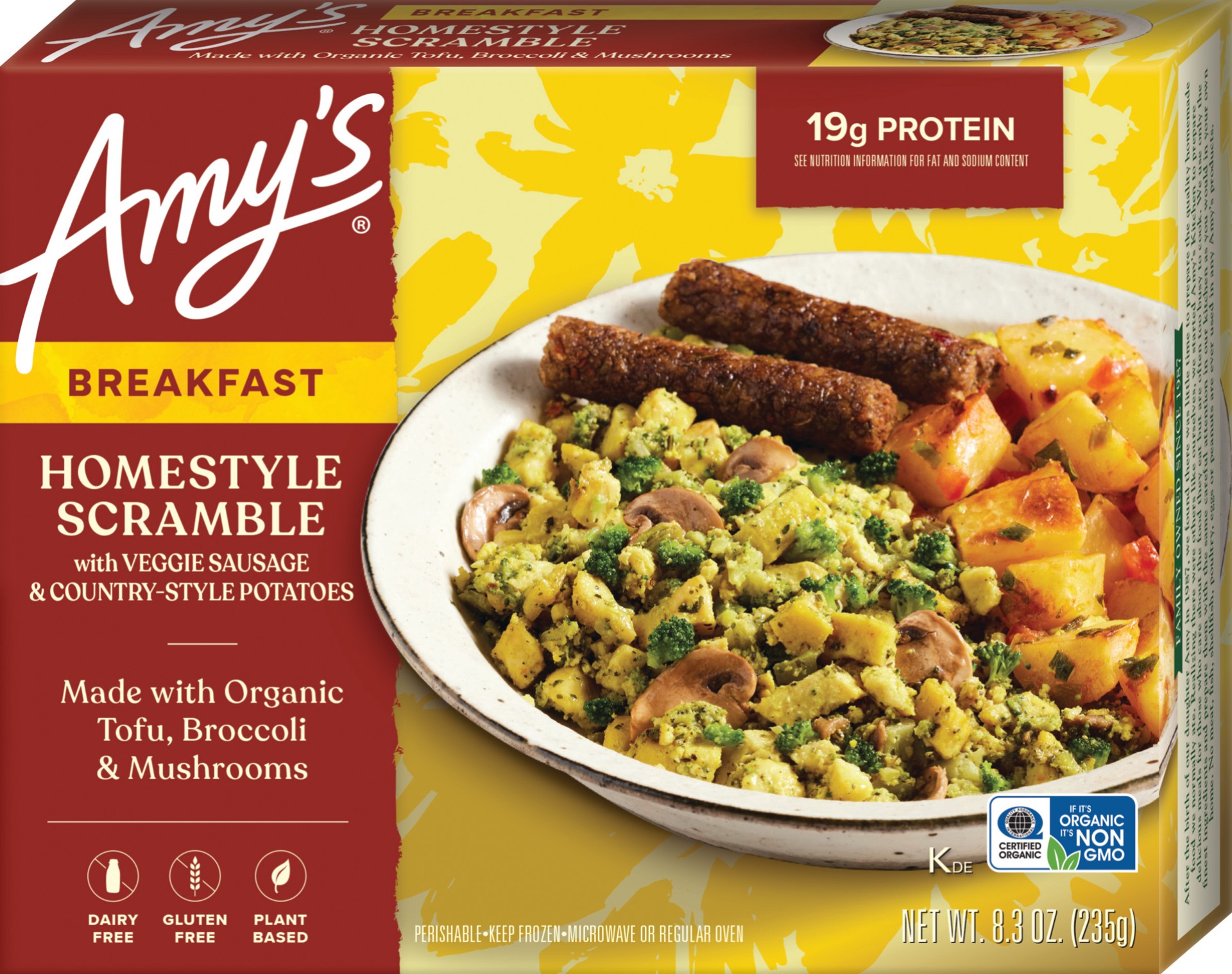 slide 1 of 10, Amy's Kitchen Homestyle Breakfast Scramble with Veggie Sausage, 8.3 oz