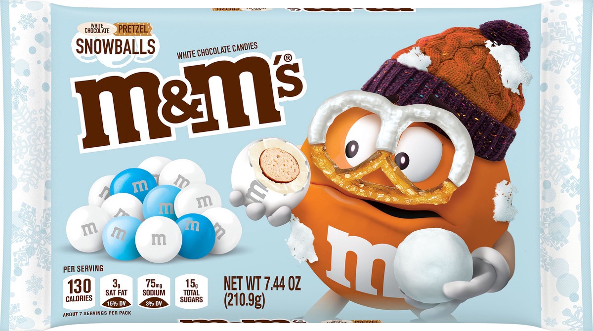 slide 1 of 5, M&M's M&M''S White Chocolate Pretzel Snowballs Holiday Candy- 7.44 oz, 7.44 oz