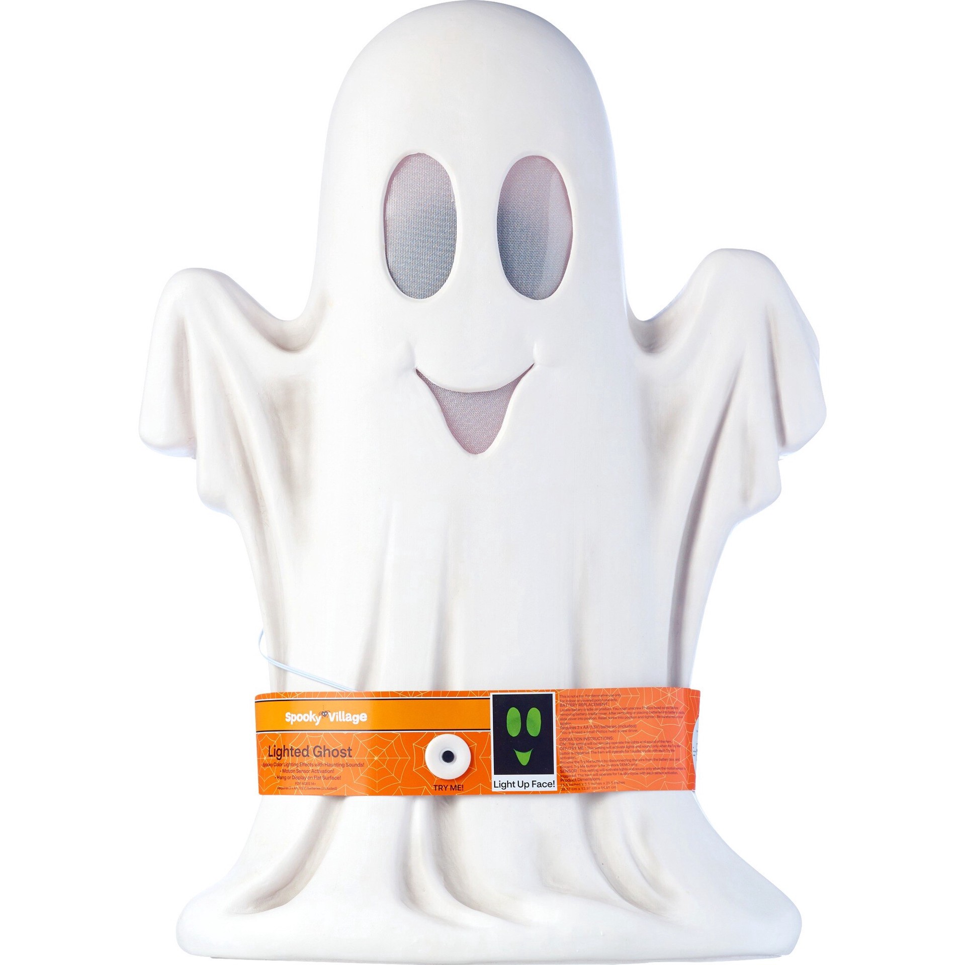 slide 1 of 1, SPOOKY VILLAGE 24" Giant Wall Plaque - Ghost, 1 ct