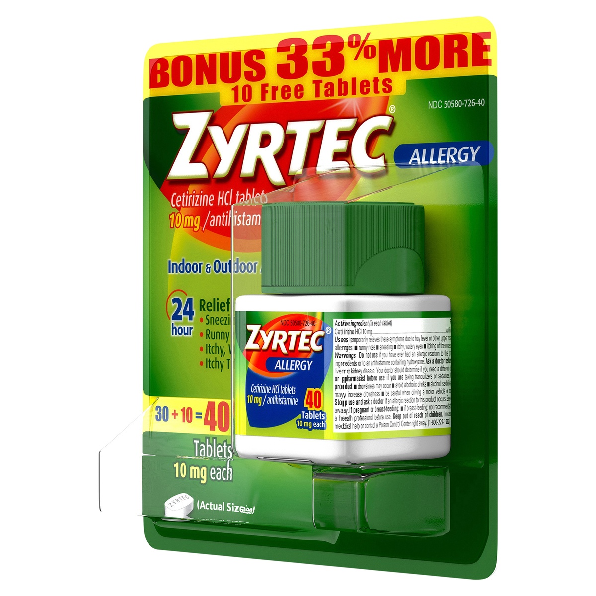 Zyrtec 24 Hour Allergy Relief Tablets Antihistamine Indoor And Outdoor