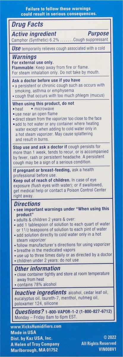 slide 6 of 13, Vicks VapoSteam Camphor Cough Suppressant 8 fl oz, 8 fl oz