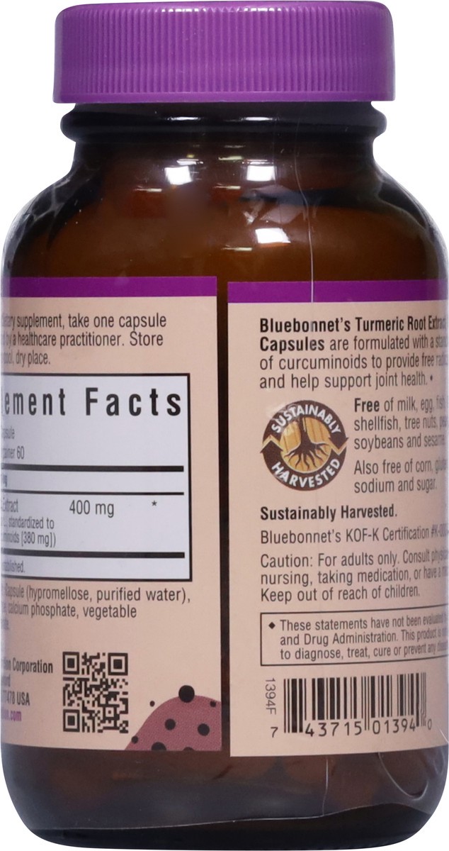 slide 8 of 14, Bluebonnet Nutrition Turmeric 60 Vegetable Capsules, 60 ct